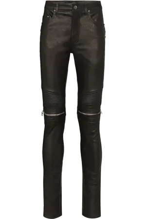 AMIRI MX2 LEATHER SLIM-FIT JEANS " /Silver"