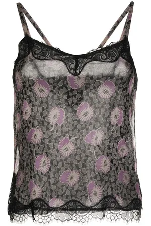 Anna Sui Floral-print silk cami top