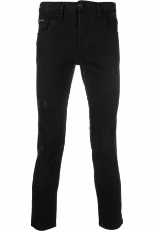 Philipp Plein Embroidered-logo slim-fit jeans