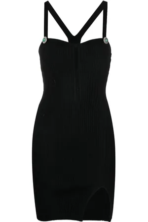 Roberto Cavalli Ribbed-knit button-detail mini dress