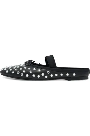 Bimba y Lola Crystal-embellished leather ballerina shoes