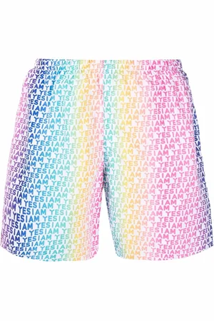 YES I AM Gradient logo-print swim shorts