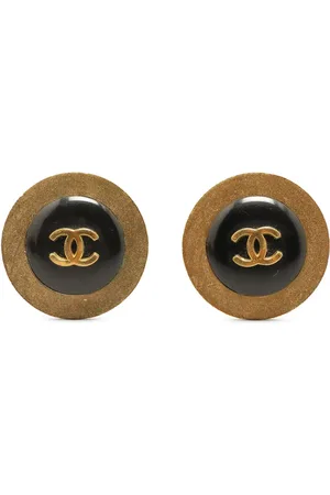 CHANEL 1994 Plated CC Button Clip On Earrings costume earrings