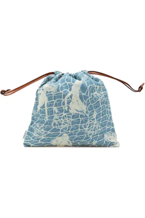Loewe 2022 Paulas Ibiza Mermaid Denim Drawstring Bag clutch bag