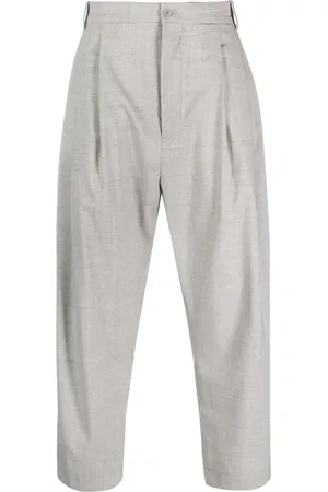 Hed Mayner Pleated cropped wool-blend trousers