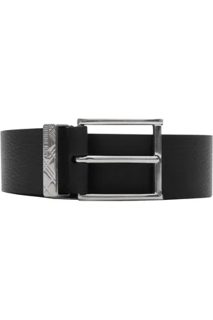 Burberry Engraved-check leather belt