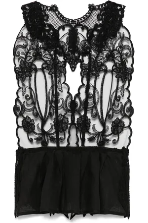 Maurizio Mykonos Lace-detail open-back top