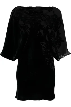 REV Floral-print velvet dress