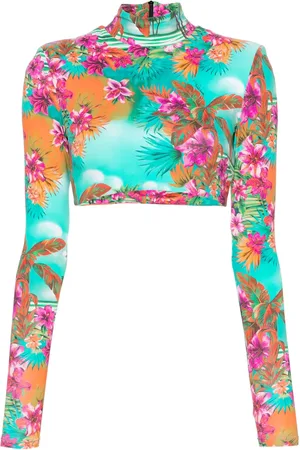 Roberto Cavalli Floral-print crop top
