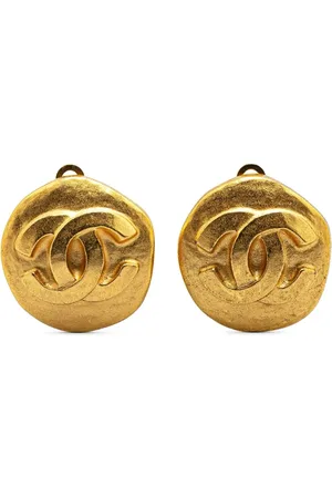 CHANEL 1995 Plated CC Clip On Earrings costume earrings
