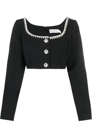 Self-Portrait Crystal-embellished cropped top