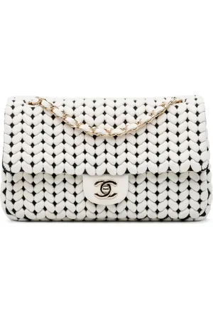 CHANEL 2019 Medium Calfskin and Wool Knit Single Flap shoulder bag