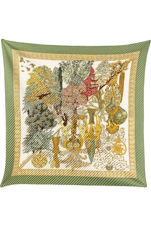 Hermès 20th Century Les Legendes de L Arbre Pleated Silk Scarf scarves