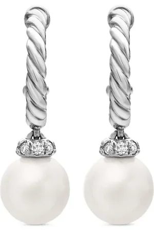 David Yurman Sterling pearl-drop hoop earrings (18.4mm)