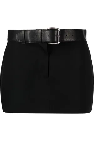 Alexander Wang Leather-belt wool miniskirt