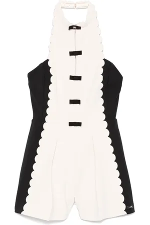 Elisabetta Franchi Scallop-edge crepe playsuit