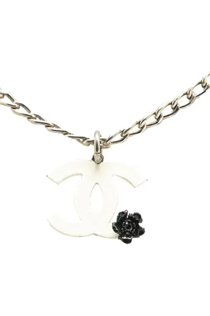 CHANEL 2004 Plated Resin CC Camellia Charm Necklace costume necklace