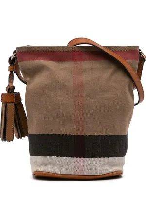 Burberry 2000-2017 Mini Mega Check Canvas Ashby Tassel bucket bag