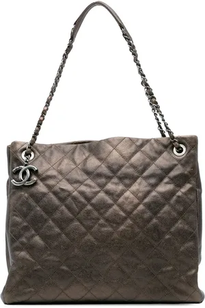 CHANEL 2012-2013 Large Quilted Iridescent Caviar Chic Tall Shopping tote bag