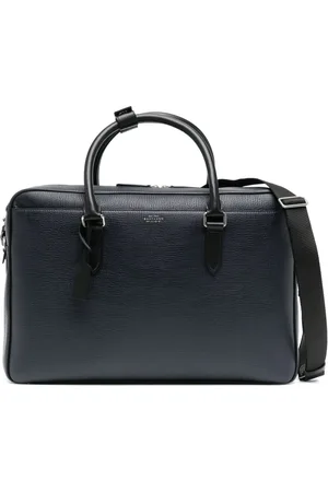 SMYTHSON Logo-stamp leather briefcase