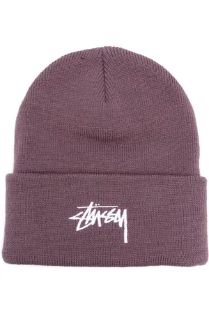 STUSSY Logo-embroidered turn-up brim beanie