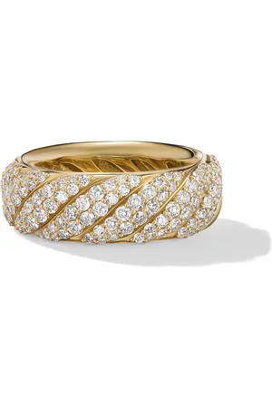 David Yurman 18kt yellow Sculpted Cable diamond band ring (7.5mm)