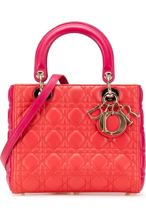 Dior 2014 Medium Bicolor Lambskin Cannage Lady Dior satchel