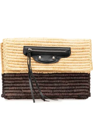 Balenciaga 2014 Motocross Classic Envelope Giant 12 Raffia clutch bag