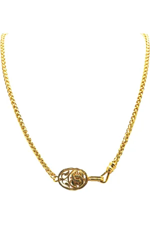CHANEL 1995 Plated CC Oval Pendant Necklace costume necklace