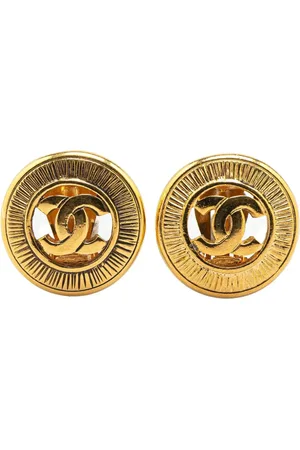 CHANEL 20th Century Plated CC Clip On Earrings costume earrings