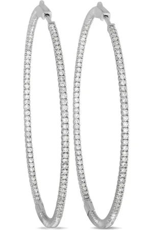 LB Exclusive 14kt white gold Inside Out diamond hoop earrings