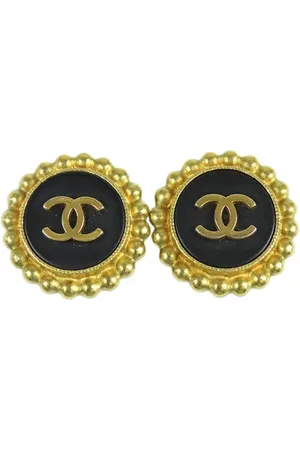 CHANEL 1994 Plated Resin CC Clip on Earrings costume earrings