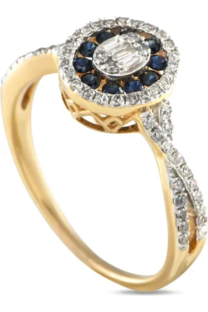 LB Exclusive 14K gold diamond and sapphire ring