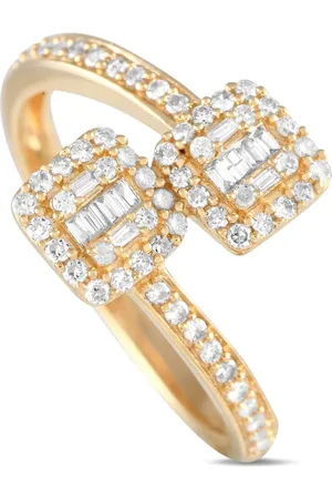 LB Exclusive 14kt yellow diamond bypass ring