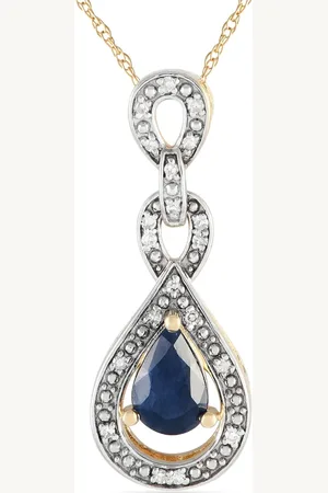 LB Exclusive 14kt yellow diamond and sapphire pendant necklace