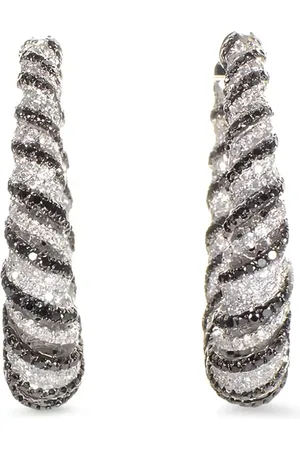 LB Exclusive Pre-owned 18K white gold Zebra hoop earrings