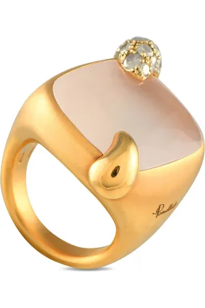 Pomellato 18K yellow Ritratto diamond and quartz ring