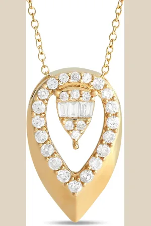LB Exclusive 14K yellow Teardrop diamond necklace
