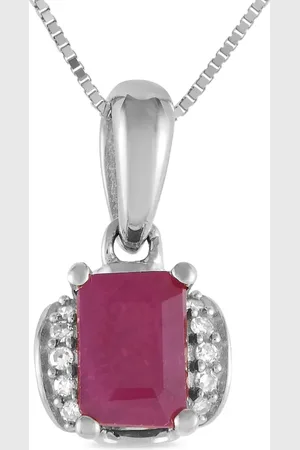 LB Exclusive 14K white gold diamond and ruby necklace