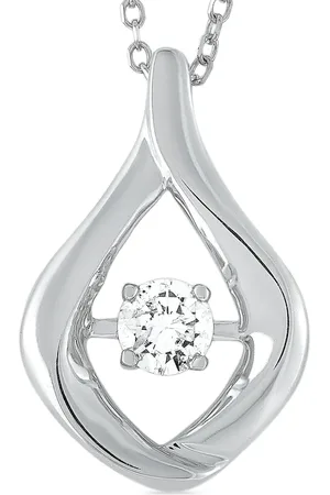 LB Exclusive 14K white gold diamond pendant necklace