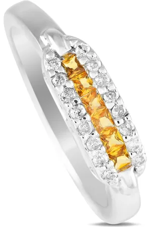 LB Exclusive 14K white gold diamond and sapphire ring