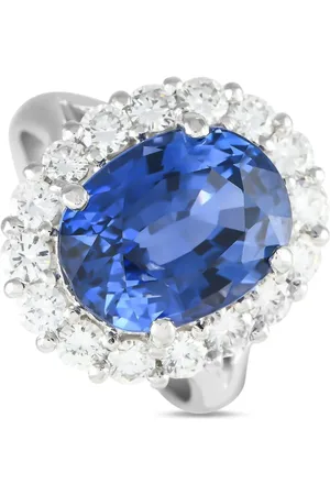 LB Exclusive 18kt white gold diamond and sapphire ring
