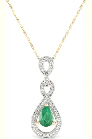 LB Exclusive 14kt yellow diamond and emerald pendant necklace