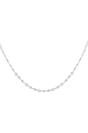 LB Exclusive Pre-owned 18K white gold layered diamond necklace