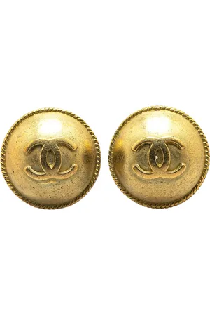 CHANEL 1995 Plated CC Round Clip On Earrings costume earrings