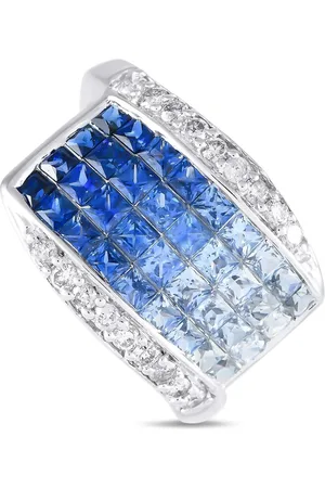 LB Exclusive 14K white gold diamonds and sapphires ring