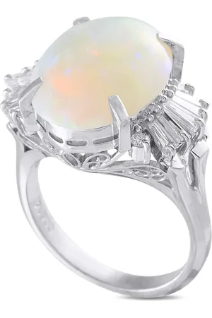 LB Exclusive Platinum diamond and opal ring