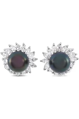 LB Exclusive Platinum diamond and pearl earrings