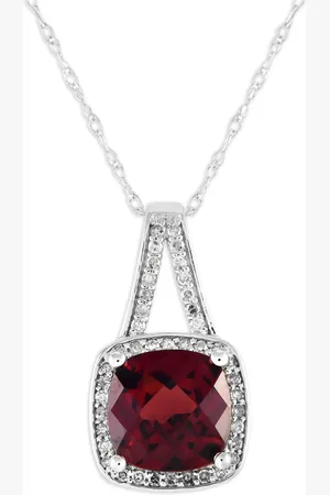 LB Exclusive 14K white gold diamond and ruby necklace