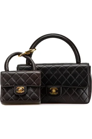 CHANEL 1994-1996 Lambskin Parent Child Kelly Set Top Handle Bag handbag